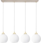 Závesné svietidlo Eliza, 4x biele sklenené tienidlo, g/be