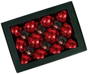 Červené sklenené vianočné gule 5cm 12ks