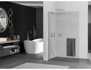 Mexen Kioto+ L, sprchová zástena Walk-In s poličkou a vešiakom 100 x 200 cm, 8mm číre sklo, brúsená oceľ profil, 800-100-123-97-00