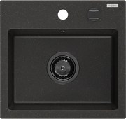 Mexen Milo granitový jednokomorový drez 435 x 410 mm, Čierna/Zlatá metalíza, Sifón Čierna - 6505441000-75-B