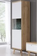 Vysoká vitrína Primo, dub riviera/biela%