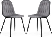 Sada dvoch jedálenských stoličiek LUMO zamatové, grafitové / čierne nohy (2 ks)