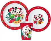 Detská vianočná sada plastového riadu pre deti Mickey &amp; Minnie Mouse - Disney - 3 diely