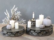 Mosadzný antik dekoračný kovový podnos Ginkgo - Ø 40*10cm