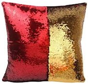 Flitrový vankúš 30x50 červený+zlatý