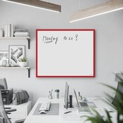Toptabule.sk Biela magnetická tabuľa v červenom drevenom ráme 120x90 cm