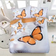 Obliečky BUTTY WHITE ORANGE 3-dielna sada 140x200 cm