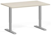 Výškovo nastaviteľný stôl, 120x80 cm, 2 motory, sivá podnož, breza