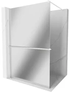 Mexen Kioto+, sprchová zástena Walk-In s poličkou a vešiakom 80 x 200 cm, 8mm sklo vzor zrkadlo, biely profil, 800-080-121-20-50