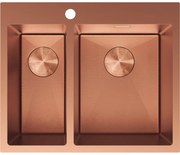 Mexen Flexo, 1.5-komorový nerezový drez 610 x 510 mm, brúsená meď, vzor voština, 6446611500-65HC