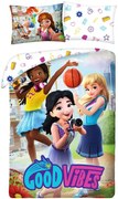 Bavlnené posteľné obliečky LEGO Friends - motív Good Vibes - 100% bavlna - 70 x 90 cm + 140 x 200 cm