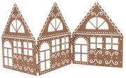 Vianočná kovová dekorácia Three houses hnedá, 50 x 20 x 2,5 cm