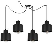 Závesné svietidlo Panta Spider, 4x čierne kovové tienidlo