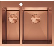 Mexen Flexo, 1.5-komorový nerezový drez 610 x 510 mm, brúsená meď, 6446611500-65
