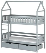 Posteľ Domček Gaja 90x200 sivá