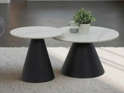 Súprava 2 okrúhlych stolíkov Dustin, 70 cm/50 cm, biela imitácia mramoru%