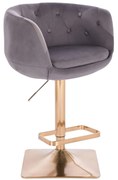 LuxuryForm DESIGN Barová stolička MONTANA VELUR na zlatej hranatej podstave - šedá