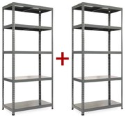 Policový regál 1+1 ZADARMO, 1800x900x500 mm, 5 políc, nosnosť police 175 kg, RAL 7031