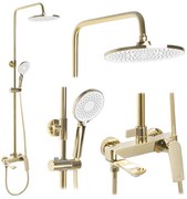 Rea Avalon, sprchová súprava s dažďovou hlavovou a ručnou hlavicou, zlatá lesklá, REA-P8812