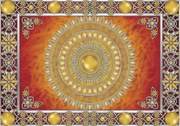 Fototapeta - Zlatá a červená Mandala (254x184 cm)