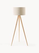 Stojacia lampa z jaseňového dreva na trojnožke Jake