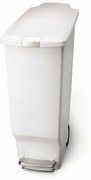 Úzky pedálový kôš 40 l biely plast, biela