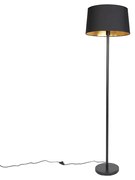 Moderná stojaca lampa čierna s čiernym tienidlom 45 cm - Simplo