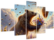 Obraz - Medveď a včielky (150x105 cm)