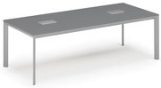 Rokovací stôl PRIMO INVITATION, 240x120 cm, grafit + 2x stolná zásuvka TYP I, strieborná