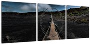Obraz drevenej cesty za súmraku (s hodinami) (90x30 cm)