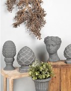 Šedá cementová dekorácia socha šiška - Ø 10*18 cm