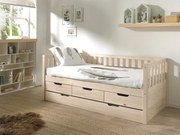 Detská vyvýšená posteľ z masívu so zásuvkou borovica prírodná 86cm 90x200cm