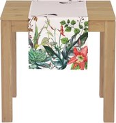 Behúň na stôl 40x150 cm, zelené listy a motýliky%