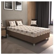 Čalúnená posteľ GEORGE 140x200 cm s úložným priestorom a matracom, hnedá