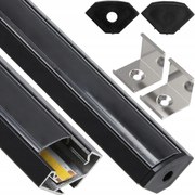 BERGE LED hliníkový profil rohový 1m čierny - sada