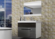 Kúpeľňový nábytok Belini  šedý lesk / eben kráľovský + umývadlo + zrkadlo  ROD PM 1/0/W/SHK/0/ZW