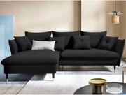 Rohová sedacia súprava Glam, čierna látka, ľavý roh%