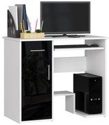 Volně stojící psací stůl Jay 90 cm bílý/černý lesk