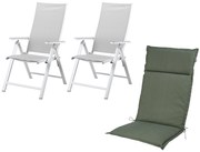 Livarno home Záhradné hliníkové kreslo Houston, biele/bledosivé, 2 kusy + podložka na kreslo Houston  (800009486)