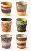 Ručne vyrobené hrnčeky's reaktívnou glazúrou 70's, 6 ks