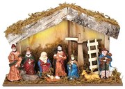 Solight LED vianočný drevený podsvietený betlehem, 6x LED, 26 x 17cm, 2x AA