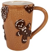 Hnedý vysoký hrnček perníček Gingerbread Man - 14*10*15 cm / 575 ml