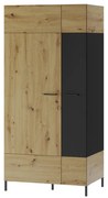 Šatní skříň Lucas 70 90 cm dub Artisan/černá