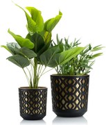 PLASTOVÝ KVETINÁČ ETNIC SADA 2KS 14,8X13,9 CM+20,1X19,5 CM ZLATÁ