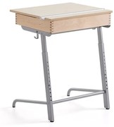 Študentský stôl AXIOM, laminát - breza, strieborná