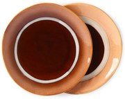 2ks hnedo-broskyňový dezertný tanier 70s moss - Ø 17,5*2cm