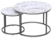 SADA 2x Konferenčný stolík PAOLA pr. 38/60 cm šedá/dekor mramoru