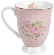 Bielo-ružový hrnček s ružičkami Sweet Roses II - 12*8*10 cm / 300 ml