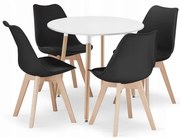 Jedálenský stôl KAMI biely 80 cm so štyrmi stoličkami MARK čierne / hnedé