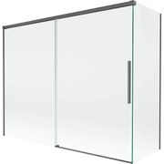 Mexen Rox, 2-krídlová posuvná vaňová zástena 190 + 80 x 150 cm, 8mm číre sklo, brúsený grafit profil, 8C9-190-080-66-00